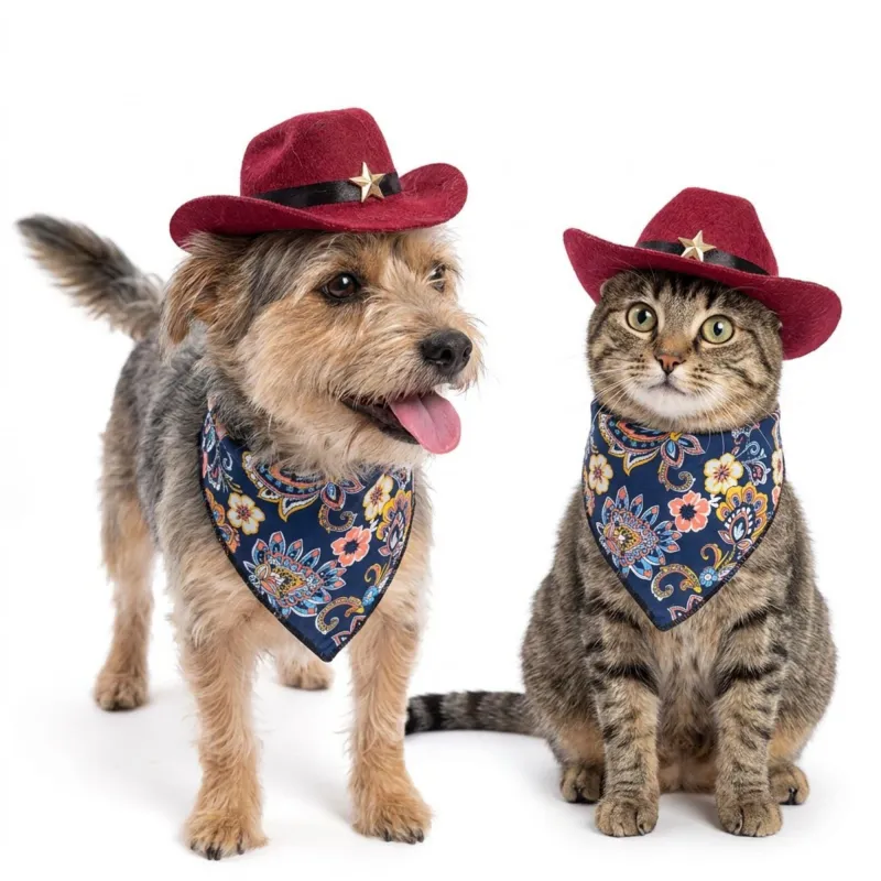 Pet Bandana Scarf Floral Pattern with Hat Accessory for Dogs and Cats made by Anna-Kaci