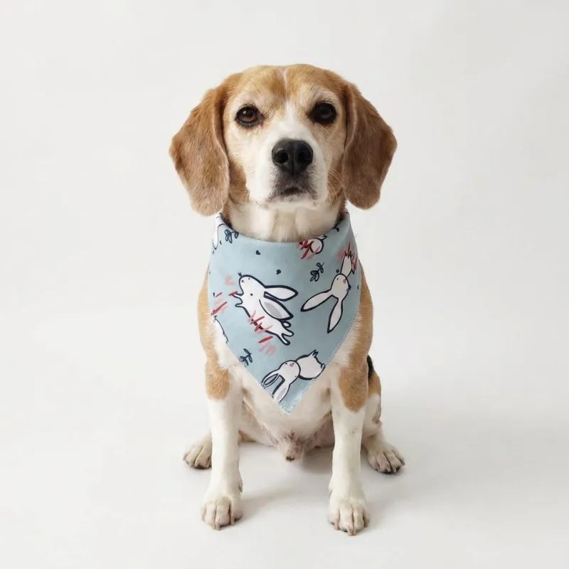 Dog Bandana Scarf Yellow with Black and White Pattern Pet Neck Accessory made by Anna-Kaci