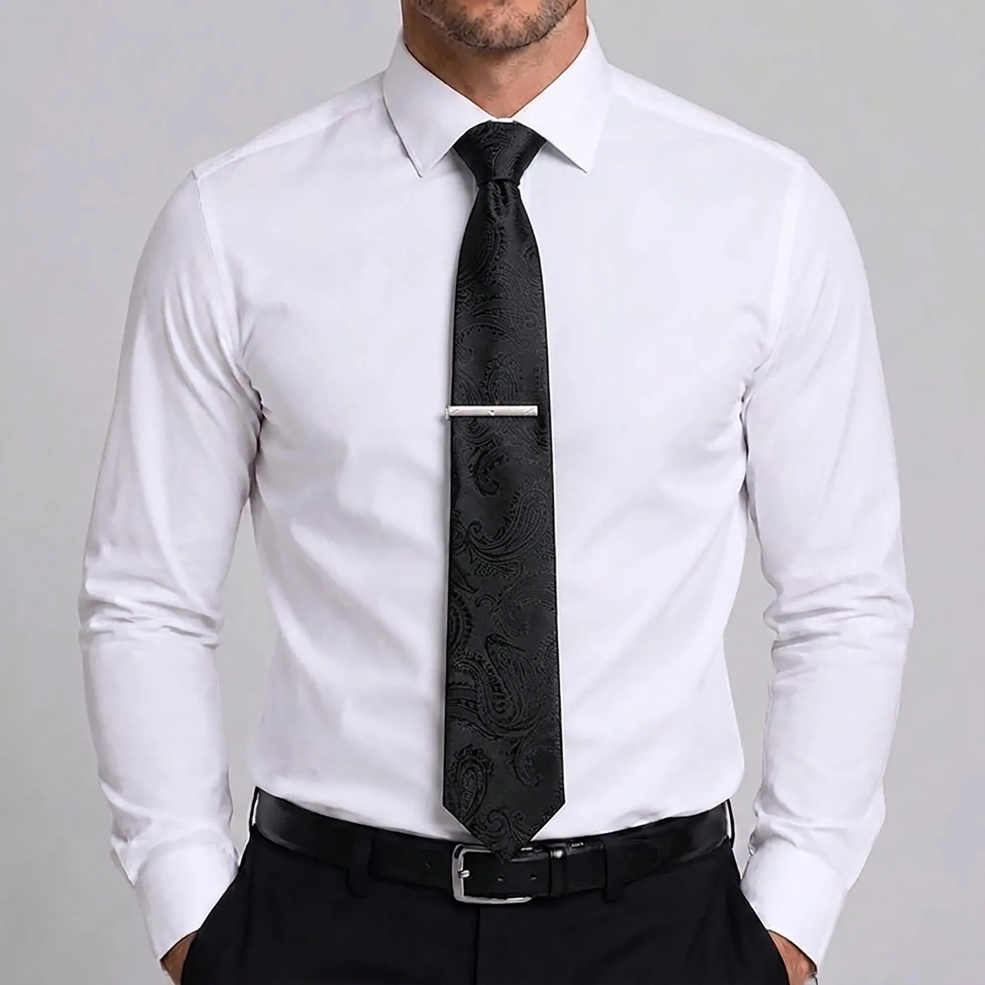 Men's Floral Pattern Tie Gift Set with Matching Pocket Square Cufflinks and Silver Tie Clip sold by Anna-Kaci product image thumbnail 3
