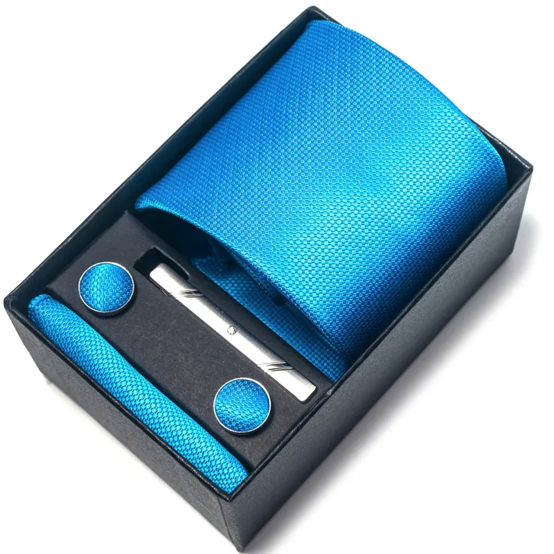 Men's Formal Tie Gift Set with Pocket Square Cufflinks Tie Clip and Gift Box made by Anna-Kaci
