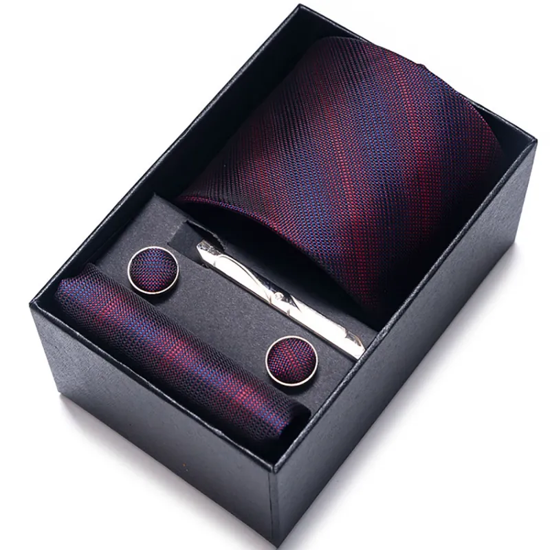 Men's Micro Dot Textured Tie Gift Set Necktie Pocket Square Cufflinks Tie Clip Formal Accessory Set made by Anna-Kaci