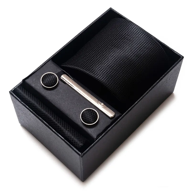 Men's Diamond Grid Pattern Tie Gift Set Necktie Pocket Square Cufflinks Tie Clip Formal Accessory Set made by Anna-Kaci