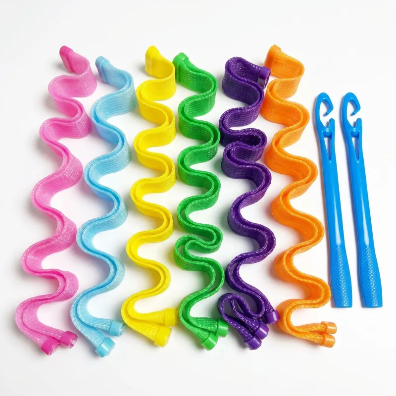 Heatless Curling Rod Set 30 Piece Spiral Hair Rollers with Styling Hooks Flexible No Heat Hair Curlers Long Lasting Waves made by Anna-Kaci