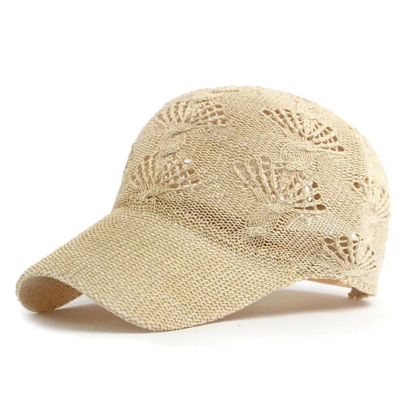 Women's Crochet Knit Baseball Cap Breathable Openwork Lightweight Casual Hat made by Anna-Kaci