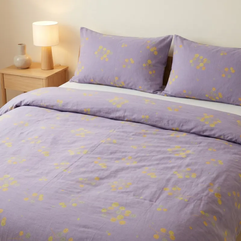 3-Piece Cotton Bedding Set with Duvet Cover and Pillowcases Soft Washed Fabric Botanical Print Design made by Anna-Kaci