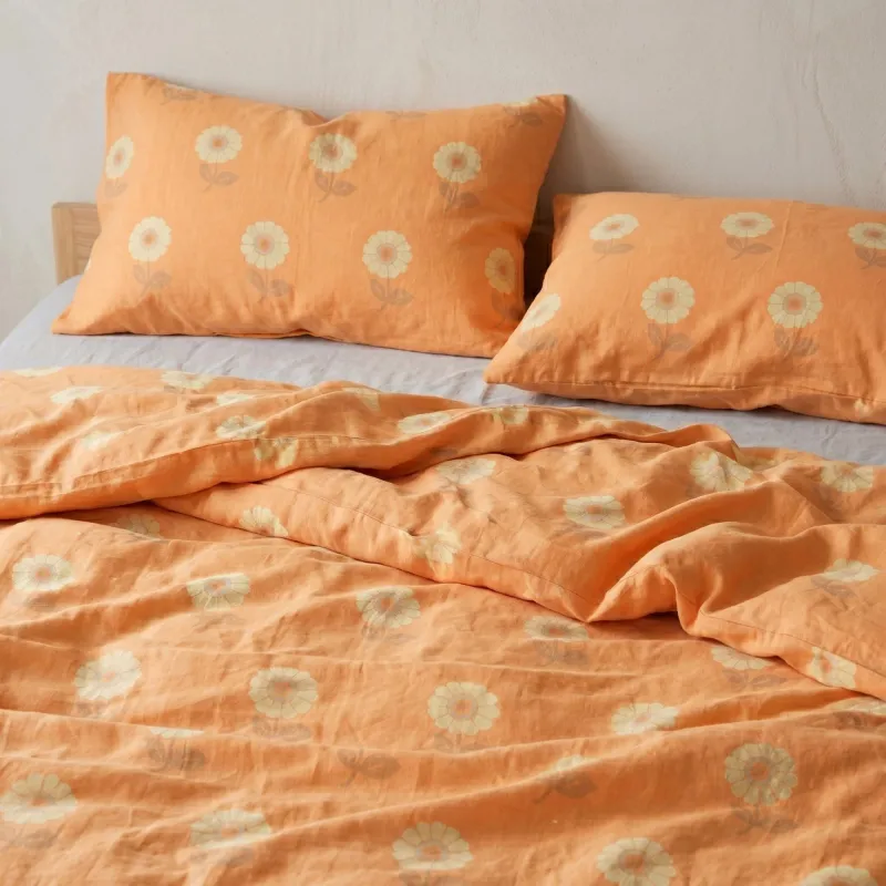 4-Piece Cotton Bedding Set with Floral Print Duvet Cover, Pillowcases, and Flat Sheet for a Bright and Cheerful Bedroom made by Anna-Kaci
