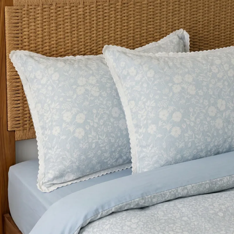 4-Piece Cotton Washed Jacquard Bedding Set with Duvet Cover Flat Sheet and Pillowcases Floral Texture made by Anna-Kaci