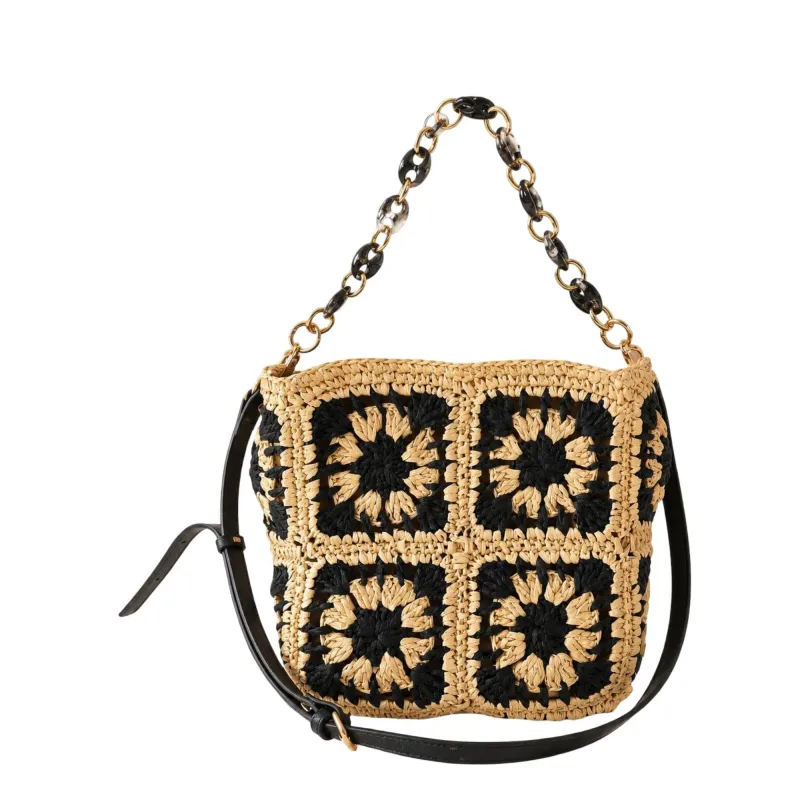 Handcrafted Straw Shoulder Bag with Adjustable Strap and Inner Pocket made by Anna-Kaci