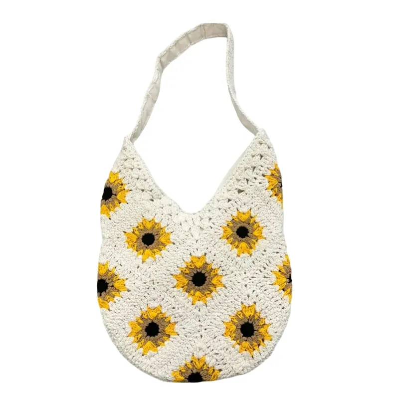 Sunflower Crochet Shoulder Tote Bag Large Capacity Handbag made by Anna-Kaci