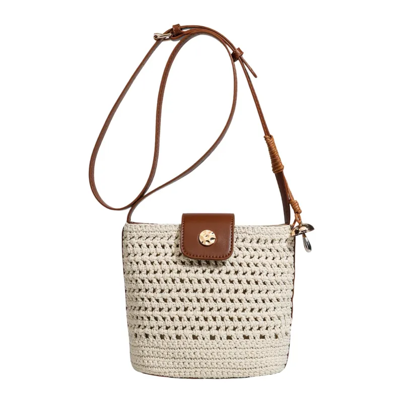 Crochet Crossbody Bag with Flap Closure and Adjustable Strap made by Anna-Kaci