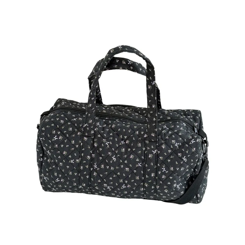 Quilted Cotton Duffel Bag with Floral Print and Double Handle Design made by Anna-Kaci