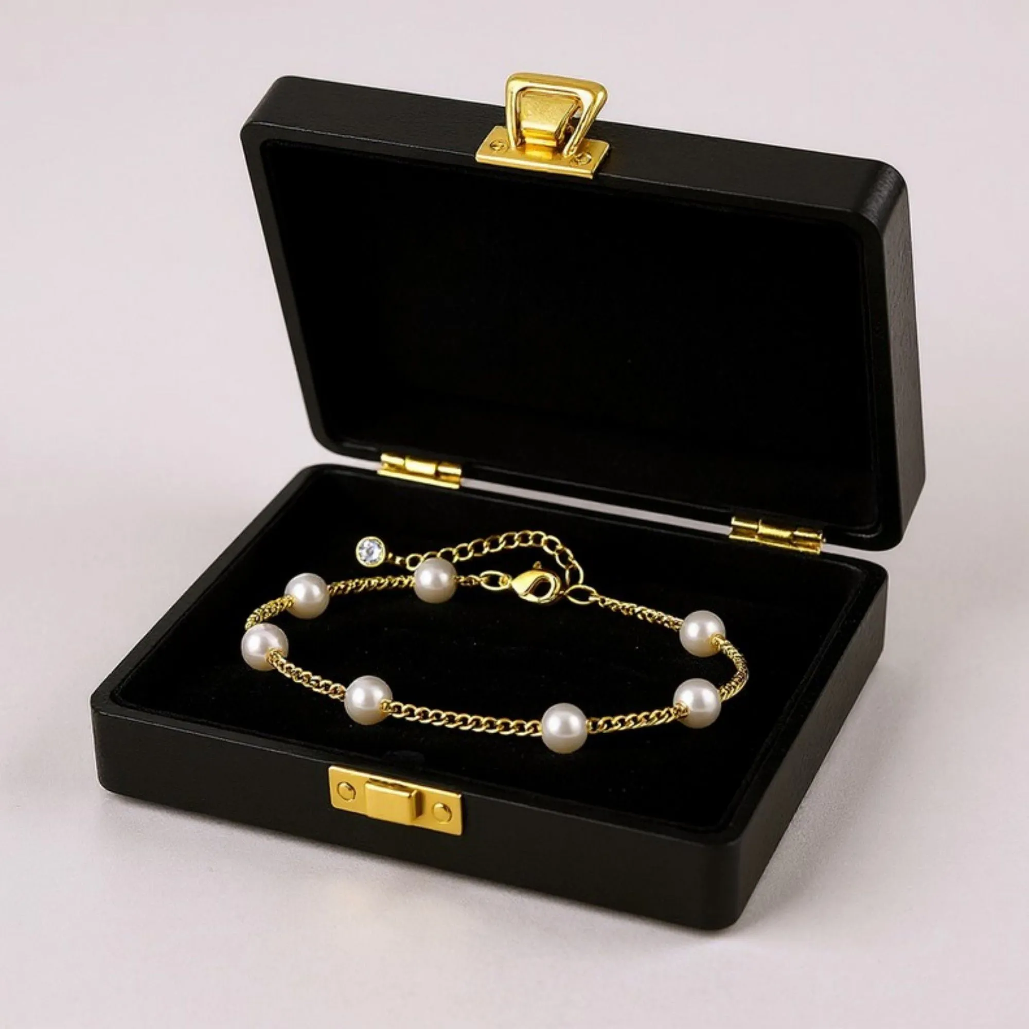 Women's Pearl Beaded Chain Bracelet with Adjustable Clasp Design sold by Anna-Kaci product image thumbnail 2