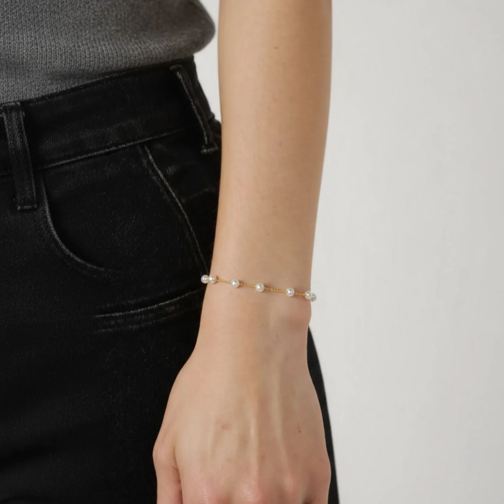 Women's Pearl Beaded Chain Bracelet with Adjustable Clasp Design sold by Anna-Kaci product image thumbnail 4