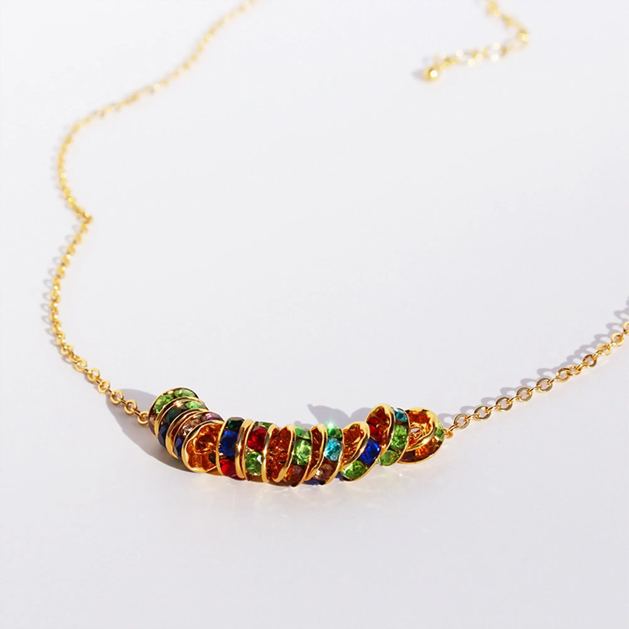 Women's Rainbow Zirconia Circle Necklace sold by Anna-Kaci product image thumbnail 3