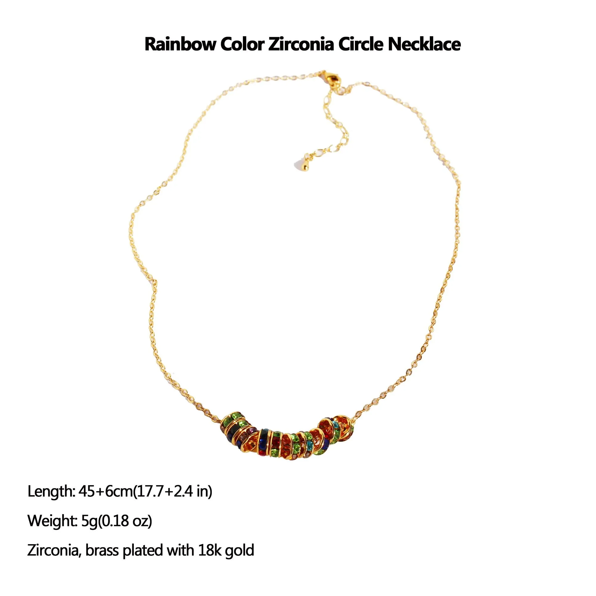 Women's Rainbow Zirconia Circle Necklace sold by Anna-Kaci product image thumbnail 4