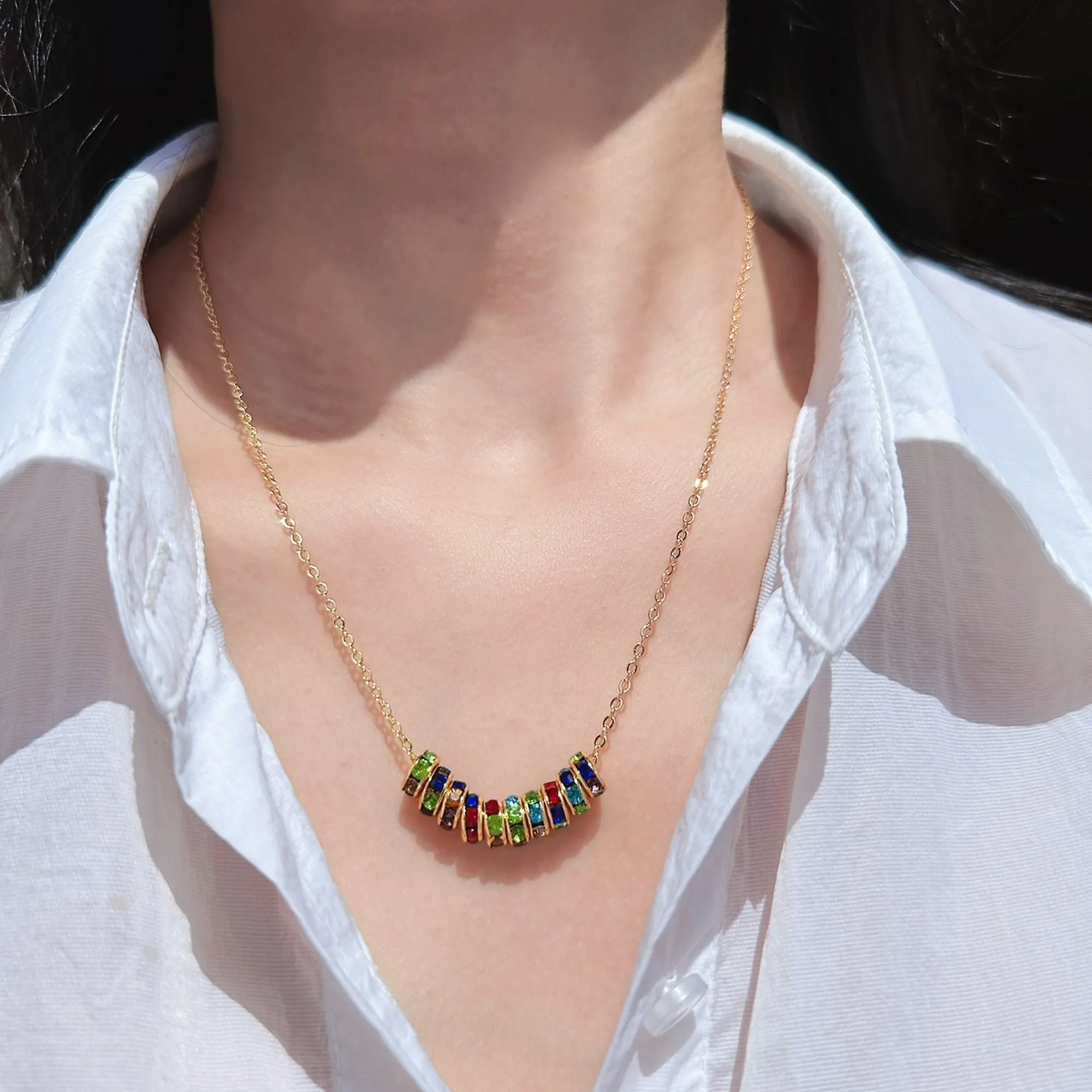 Women's Rainbow Zirconia Circle Necklace sold by Anna-Kaci product image thumbnail 2