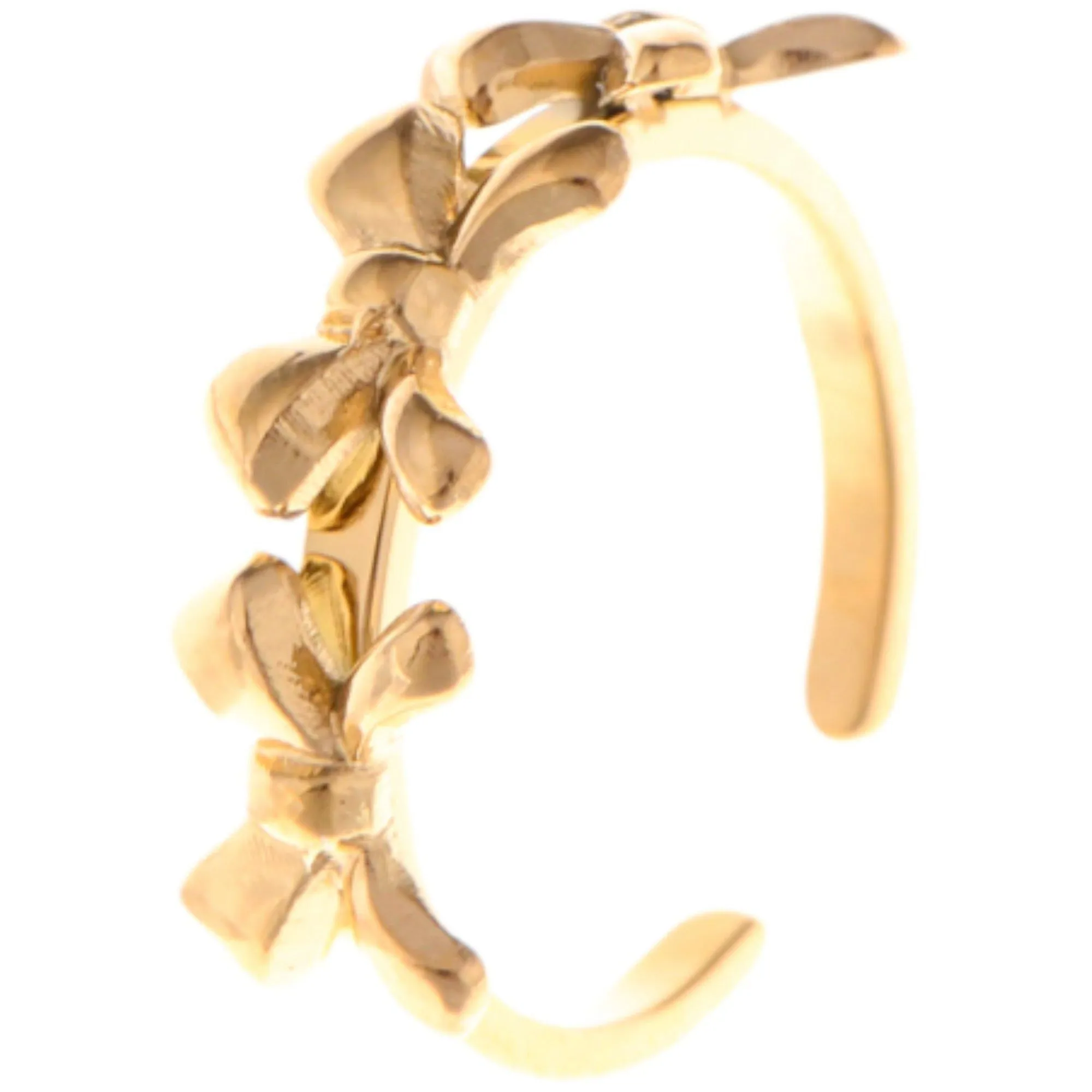 Gold Tone Bow Design Adjustable Fashion Ring with Triple Bow Accents sold by Anna-Kaci product image thumbnail 2