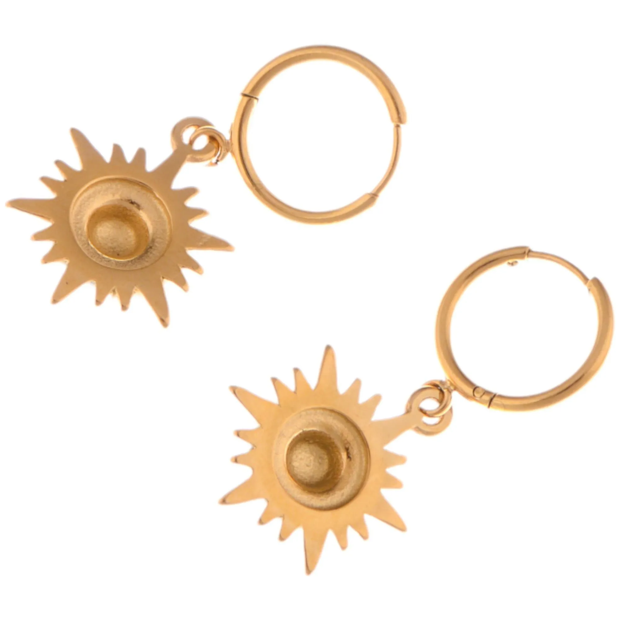 Gold Tone Sunburst Dangle Fashion Earrings with Rhinestone Accents sold by Anna-Kaci product image thumbnail 4