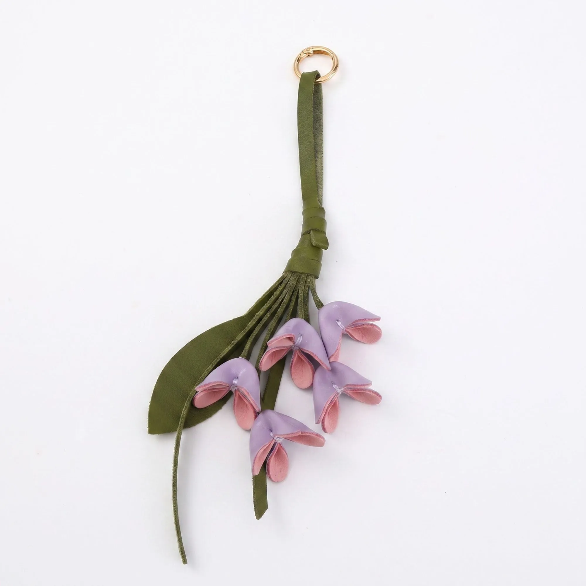 Floral Bag Charm with Tassel Strap and Gold Tone Ring sold by Anna-Kaci