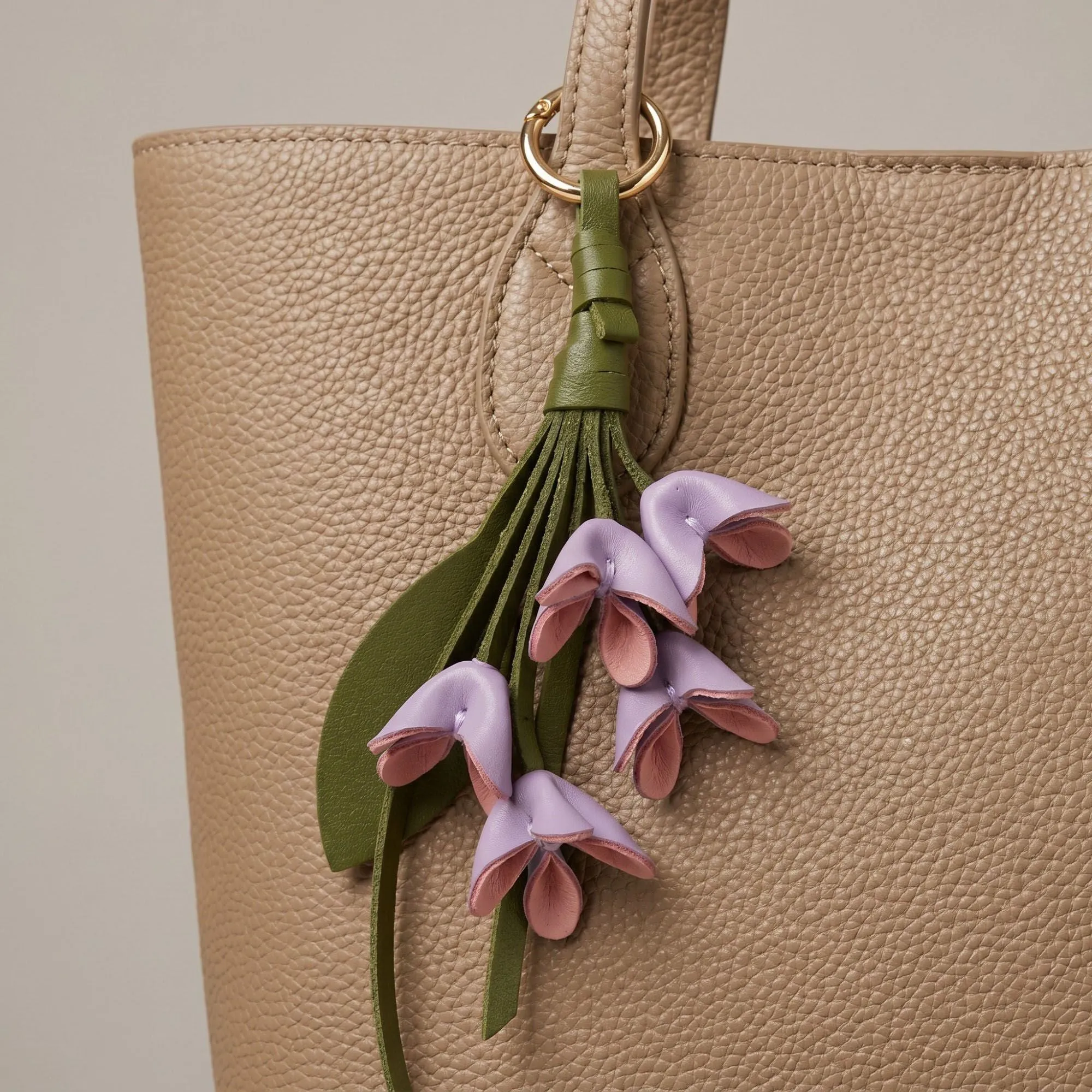Floral Bag Charm with Tassel Strap and Gold Tone Ring sold by Anna-Kaci product image thumbnail 3