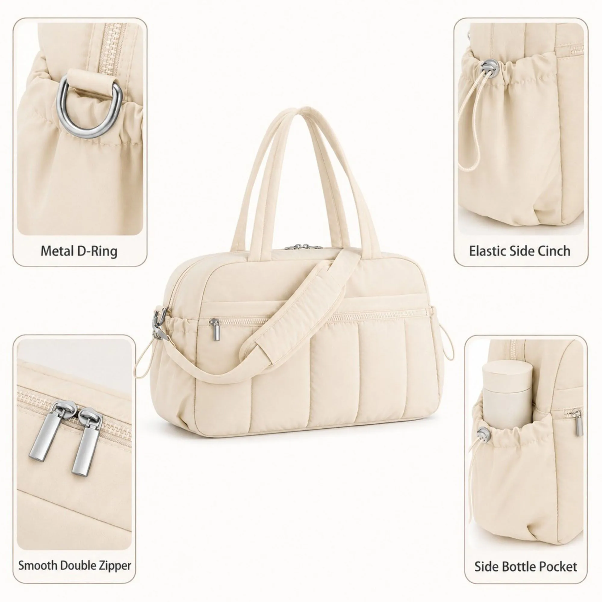 Nylon Travel Tote Gym Bag with Pockets and Shoulder Handles sold by Anna-Kaci product image thumbnail 4