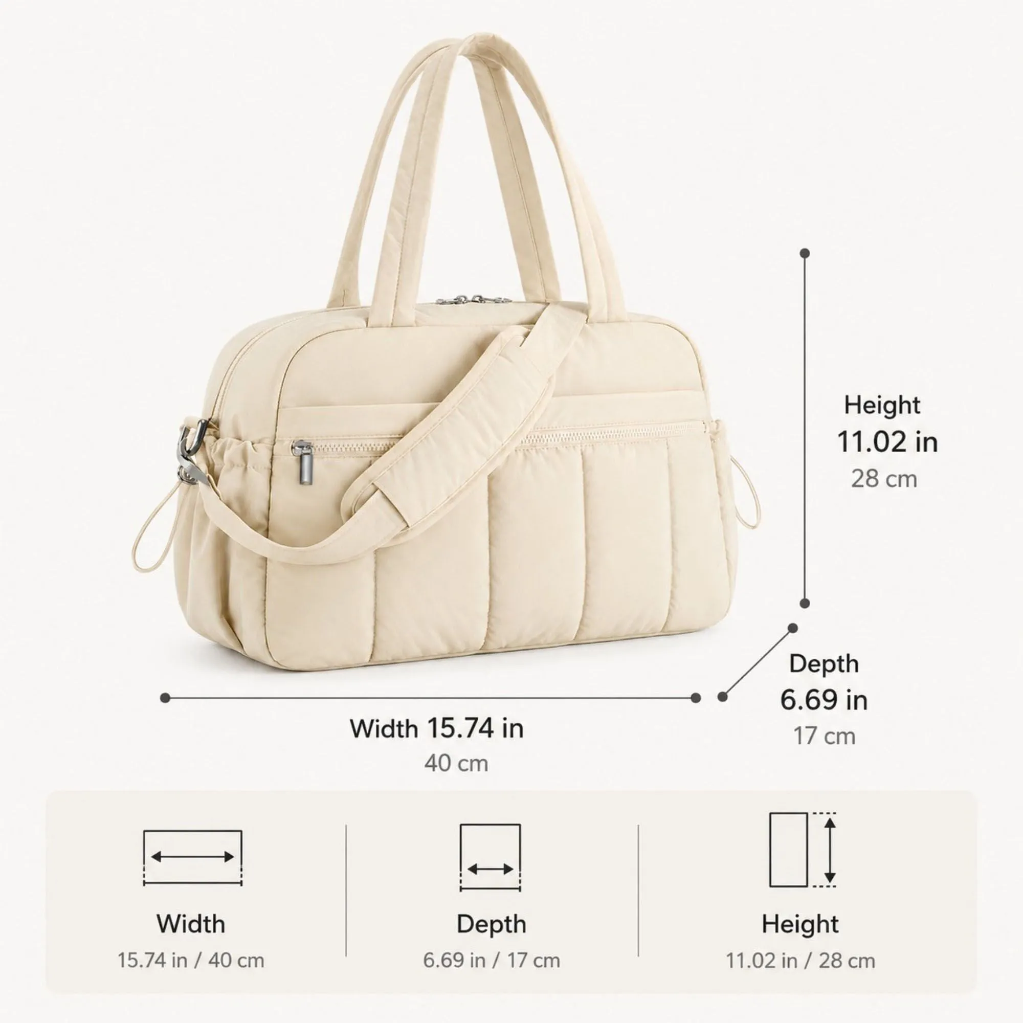 Nylon Travel Tote Gym Bag with Pockets and Shoulder Handles sold by Anna-Kaci product image thumbnail 2