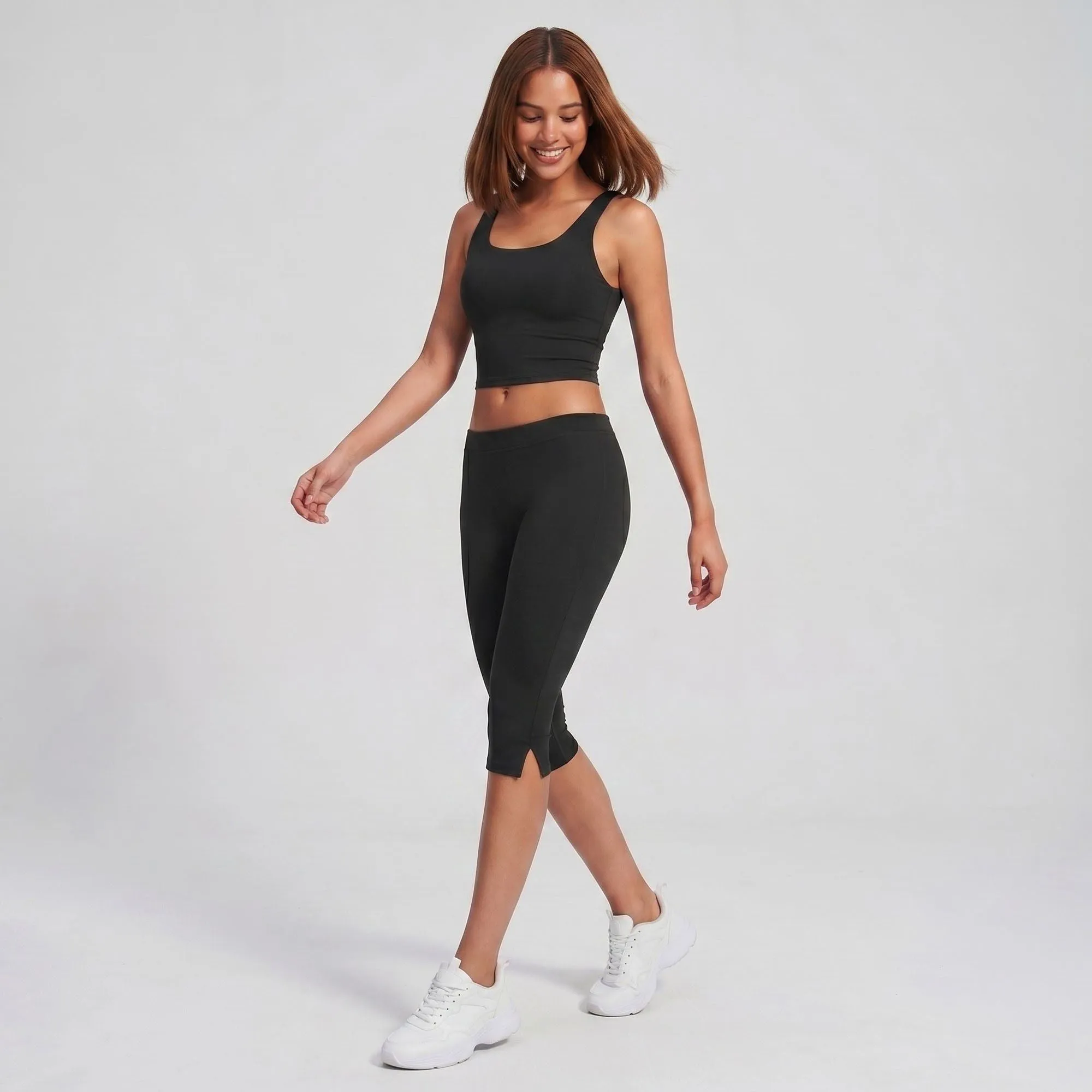 High Waist Capri Leggings Side Slit Cropped Workout Yoga Pants sold by Anna-Kaci product image thumbnail 5