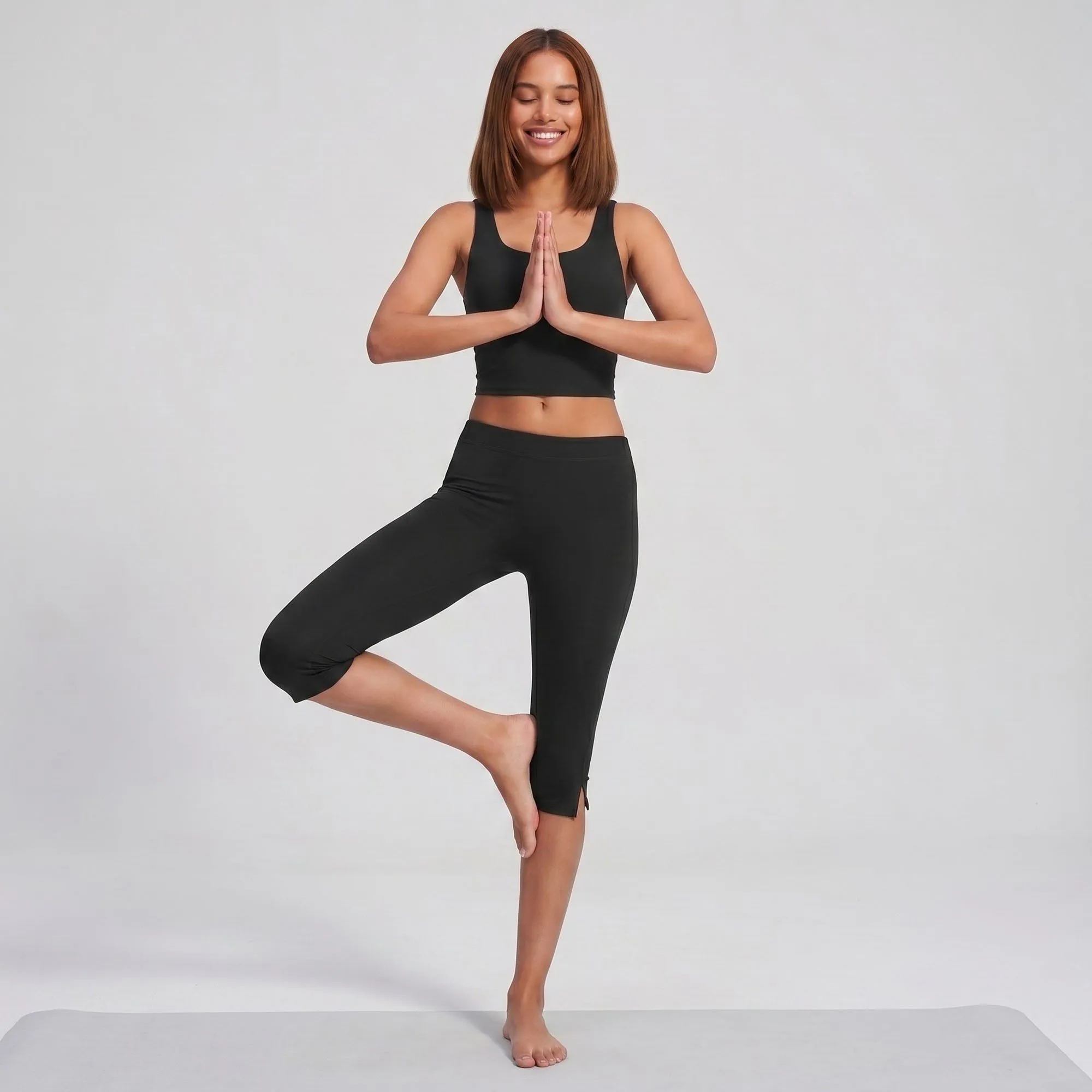 High Waist Capri Leggings Side Slit Cropped Workout Yoga Pants sold by Anna-Kaci product image thumbnail 3
