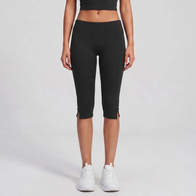High Waist Capri Leggings Side Slit Cropped Workout Yoga Pants made by Anna-Kaci