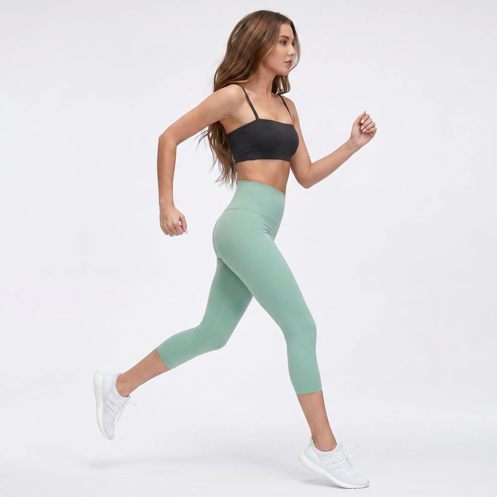High Waist Capri Leggings with Wide Waistband Smooth Stretch Fit and Pull On Activewear Design sold by Anna-Kaci product image thumbnail 4