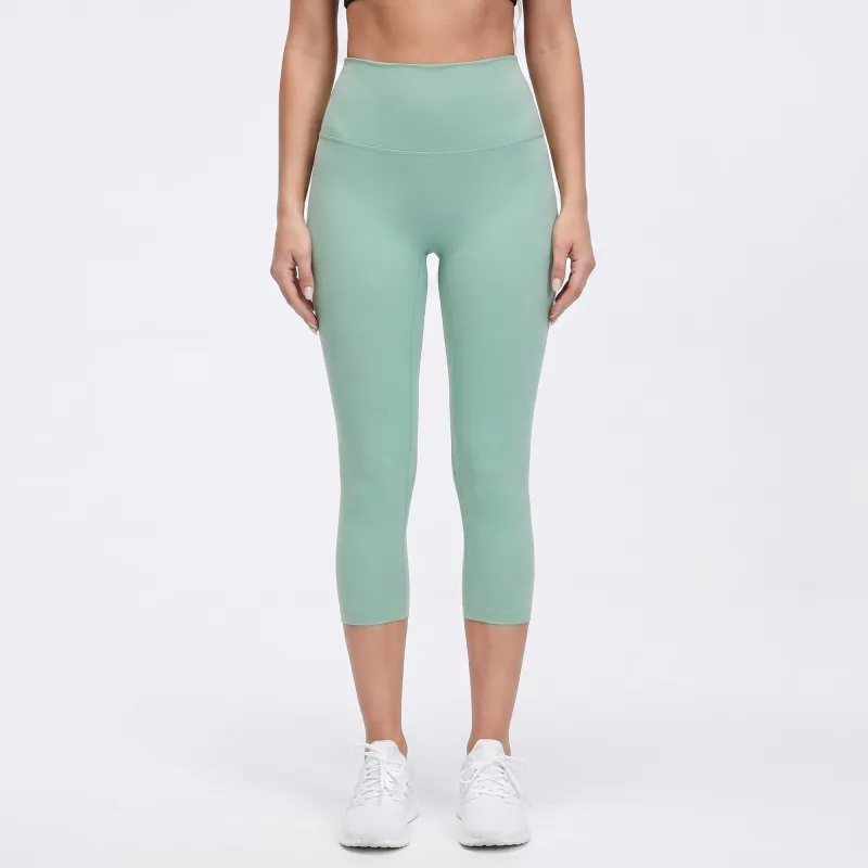 High Waist Capri Leggings with Wide Waistband Smooth Stretch Fit and Pull On Activewear Design made by Anna-Kaci