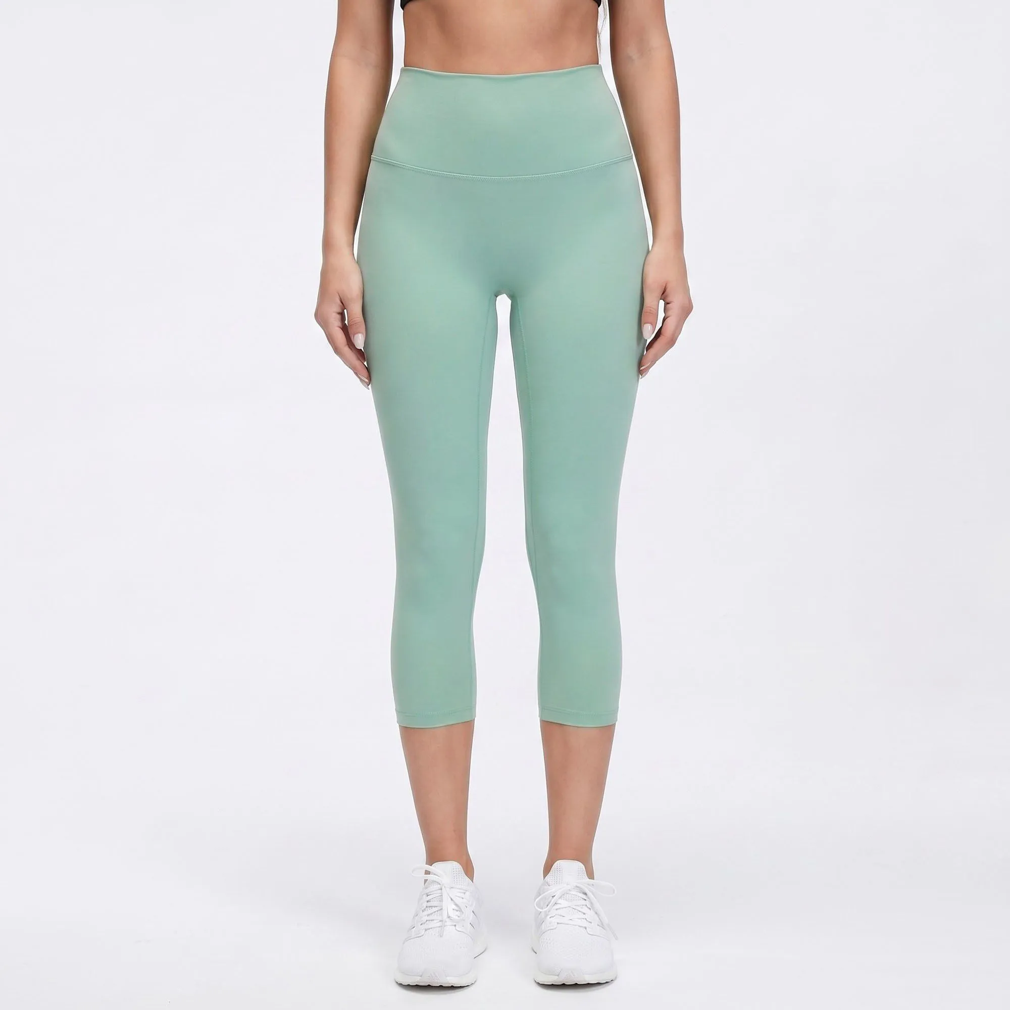 High Waist Capri Leggings with Wide Waistband Smooth Stretch Fit and Pull On Activewear Design sold by Anna-Kaci
