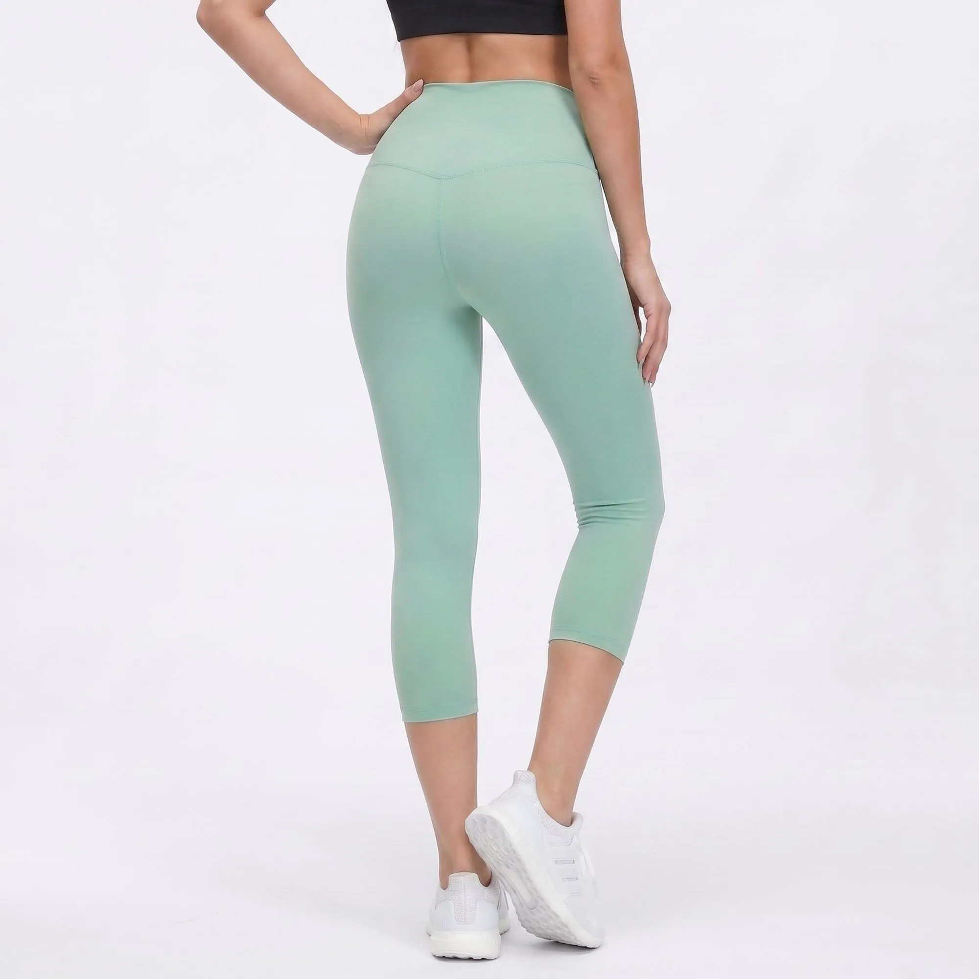 High Waist Capri Leggings with Wide Waistband Smooth Stretch Fit and Pull On Activewear Design sold by Anna-Kaci product image thumbnail 2