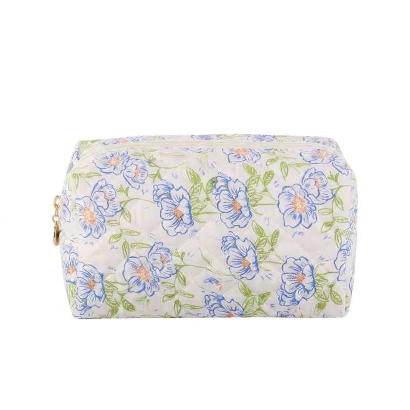 Floral Quilted Makeup Bag Travel Cosmetic Toiletry Pouch with Zipper Closure made by Anna-Kaci