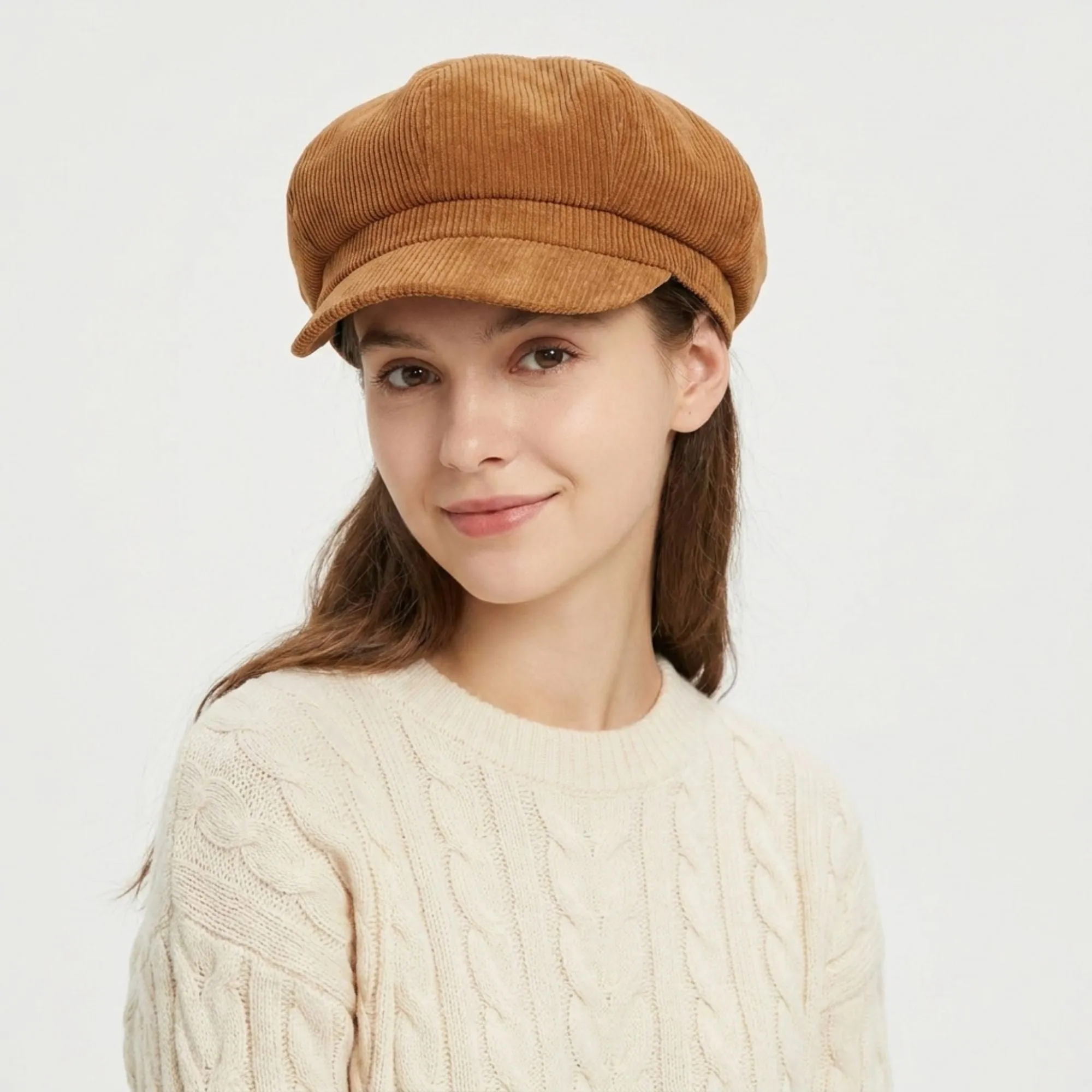 Corduroy Newsboy Cap Vintage Baker Boy Cabbie Hat with Short Brim sold by Anna-Kaci product image thumbnail 2