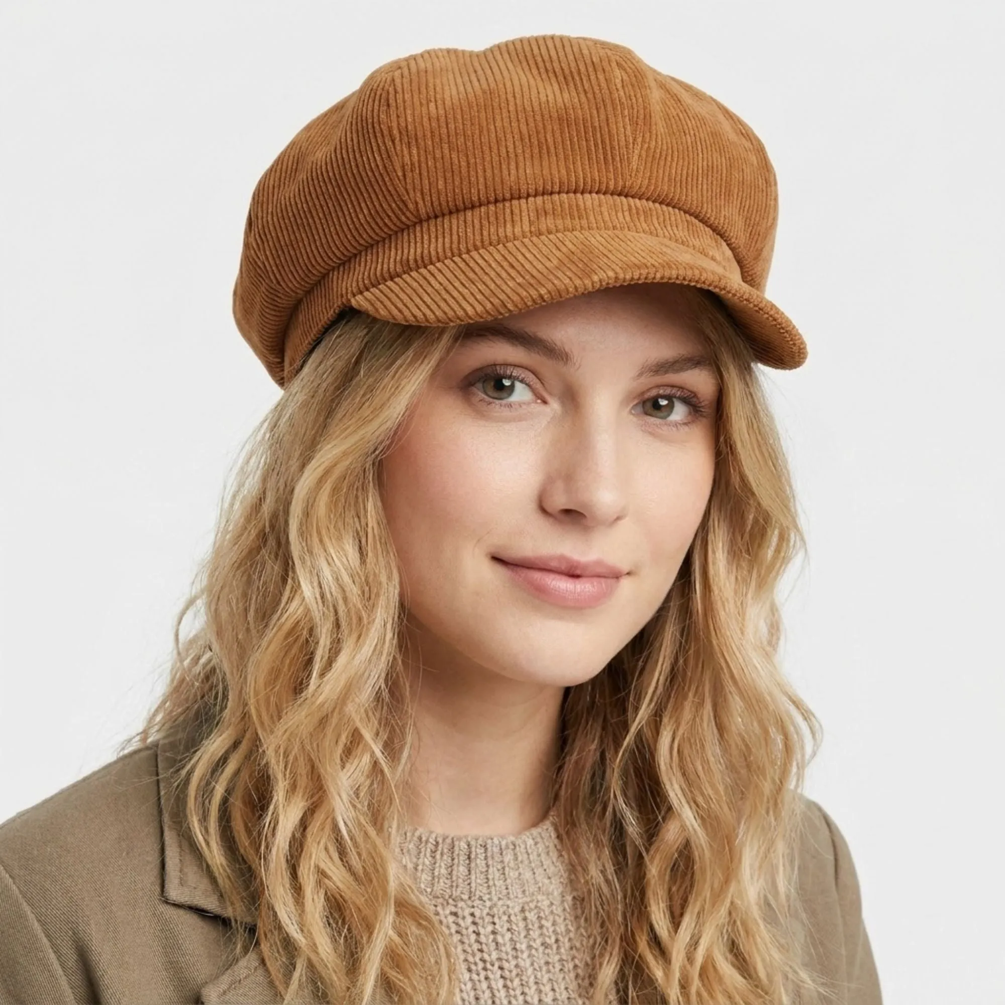 Corduroy Newsboy Cap Vintage Baker Boy Cabbie Hat with Short Brim sold by Anna-Kaci product image thumbnail 3