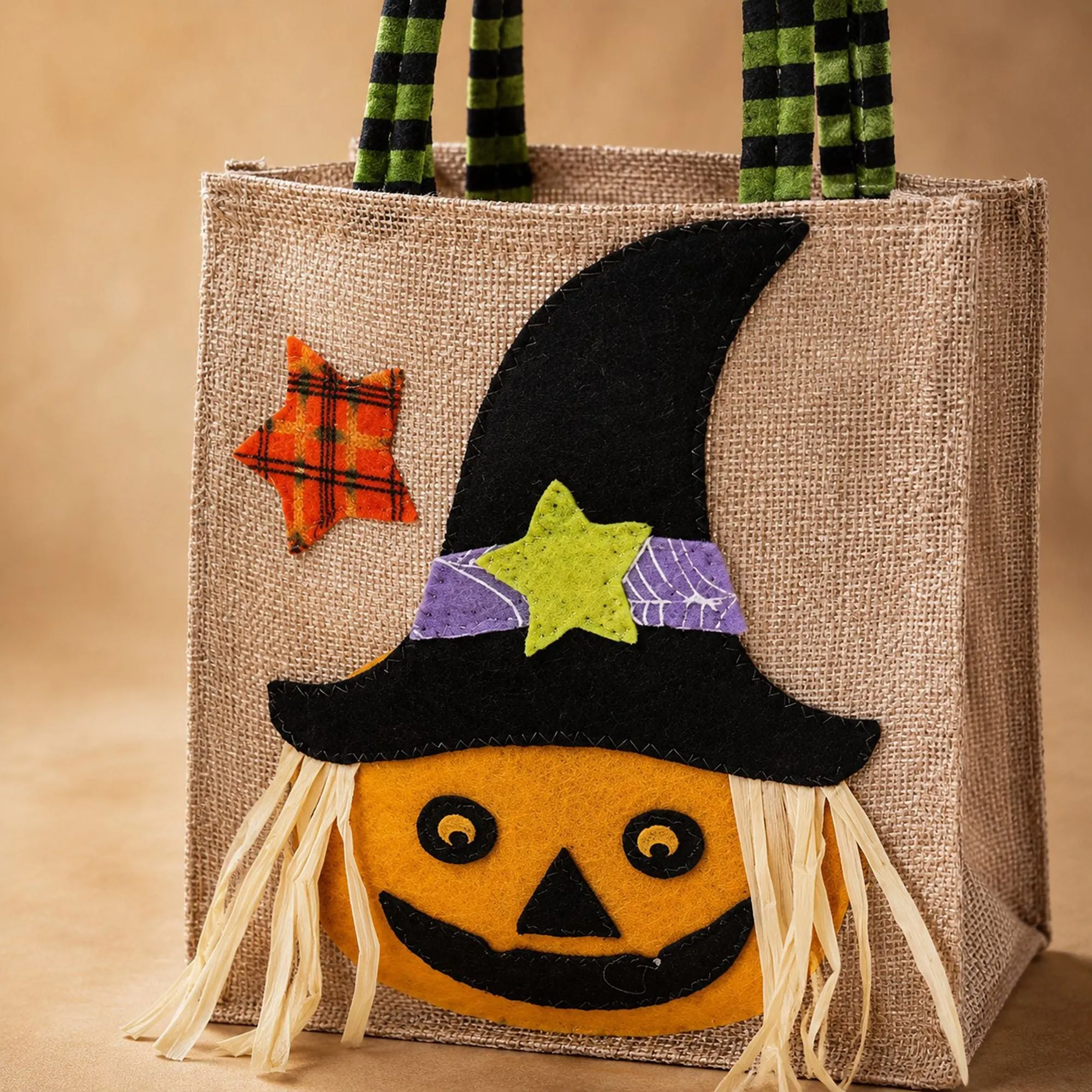 Halloween Burlap Trick or Treat Tote Bag with Character Applique sold by Anna-Kaci product image thumbnail 4