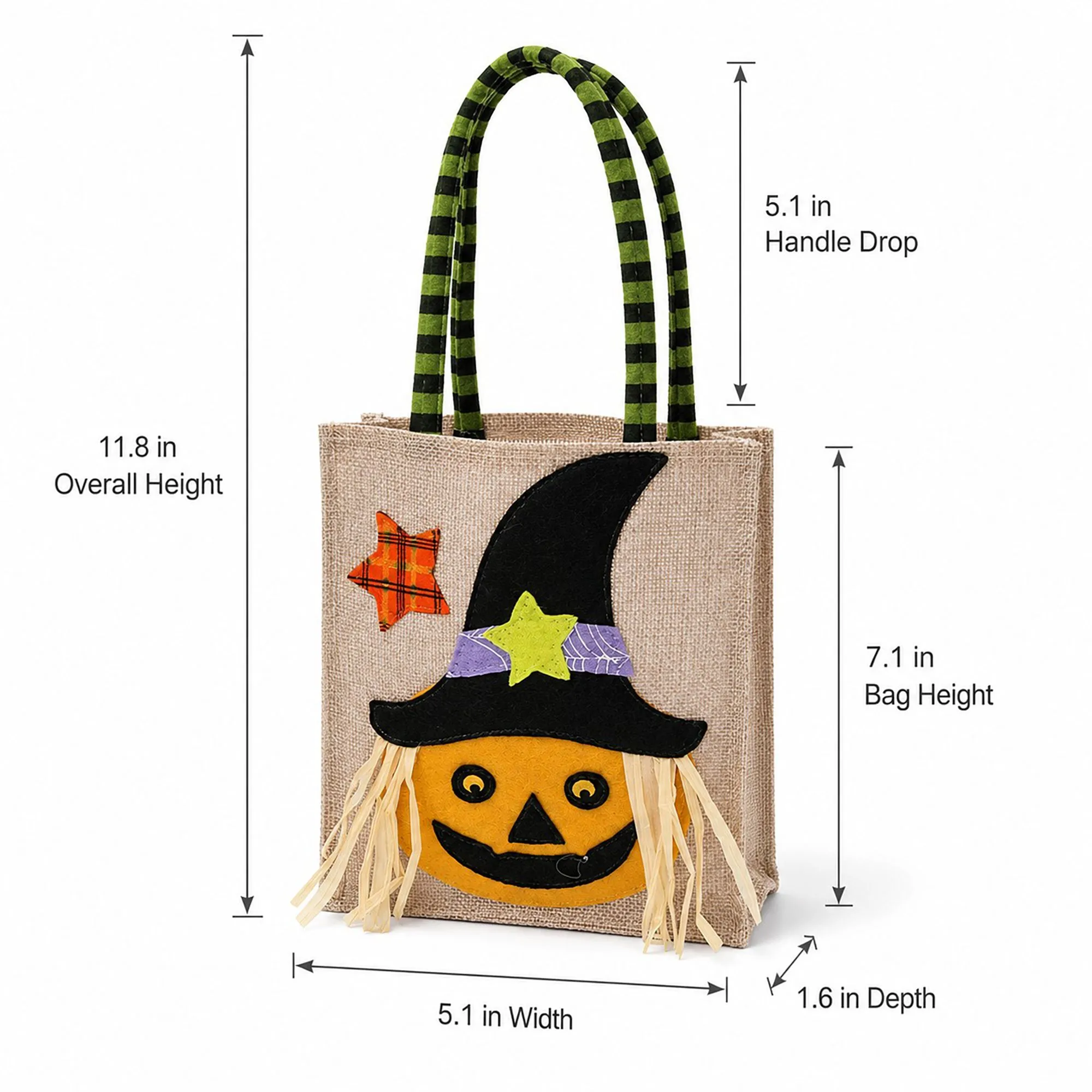 Halloween Burlap Trick or Treat Tote Bag with Character Applique sold by Anna-Kaci product image thumbnail 5
