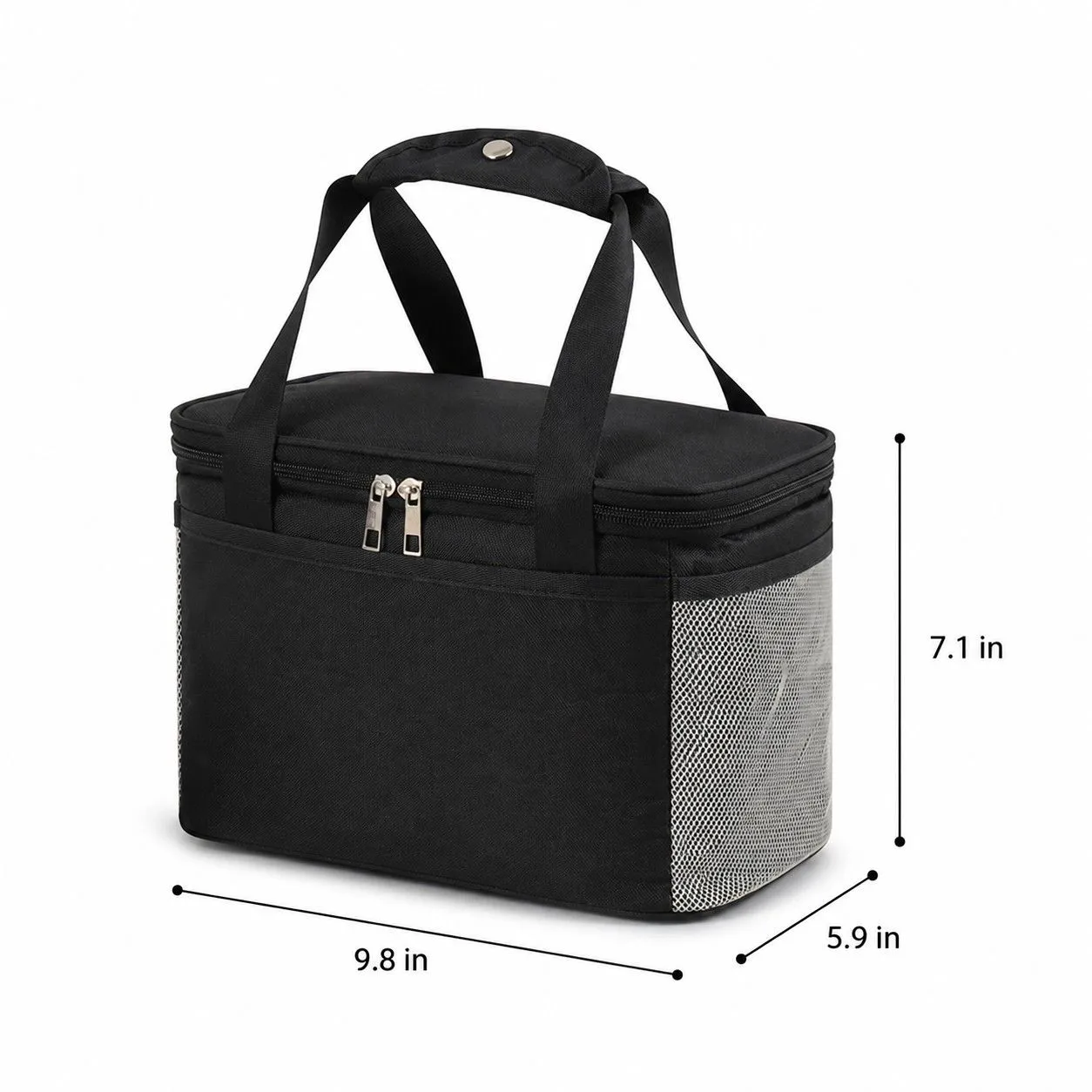 Insulated Lunch Tote Bag with Front Pocket Mesh Side Pockets and Dual Zipper sold by Anna-Kaci product image thumbnail 5