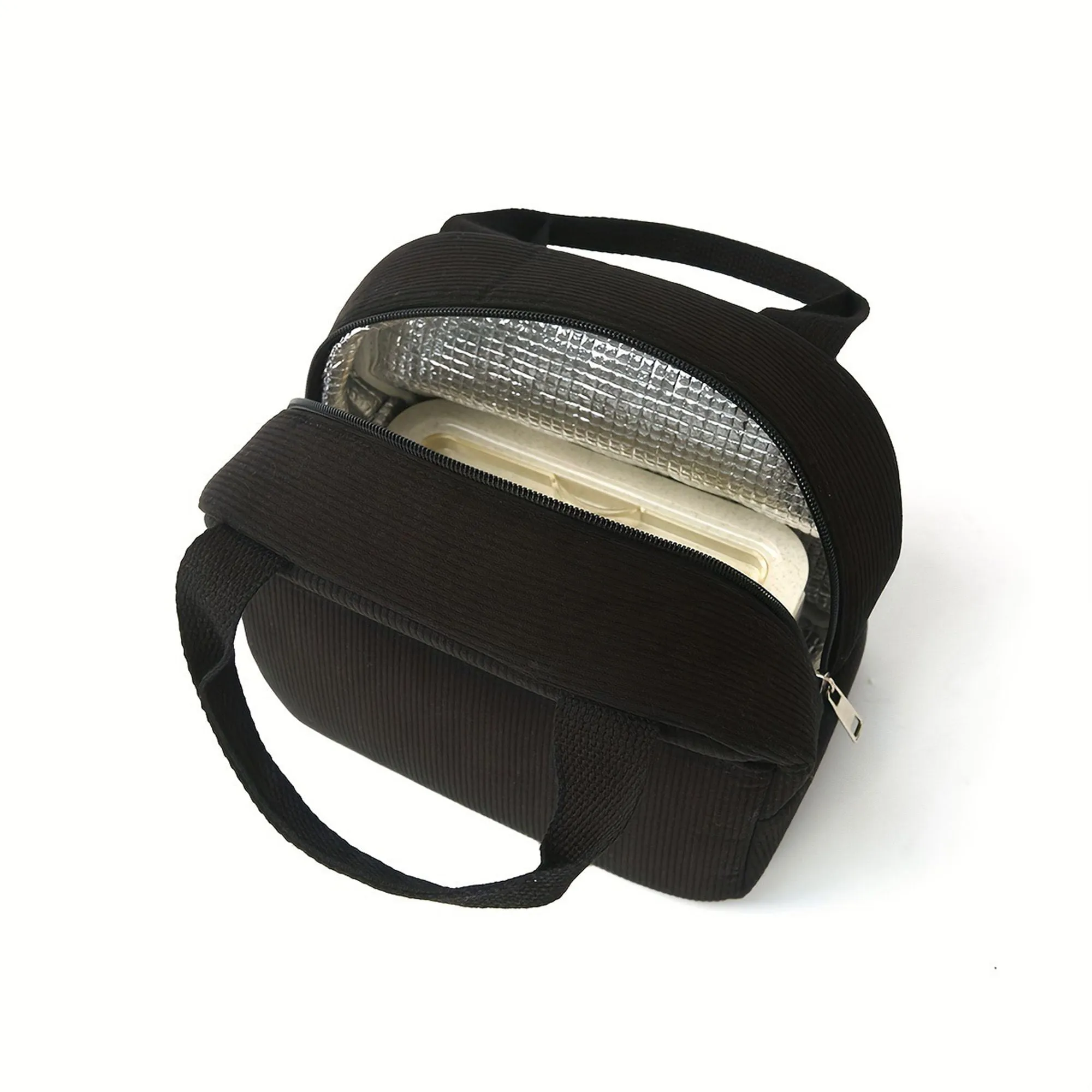 Insulated Corduroy Lunch Bag with Handle sold by Anna-Kaci product image thumbnail 3