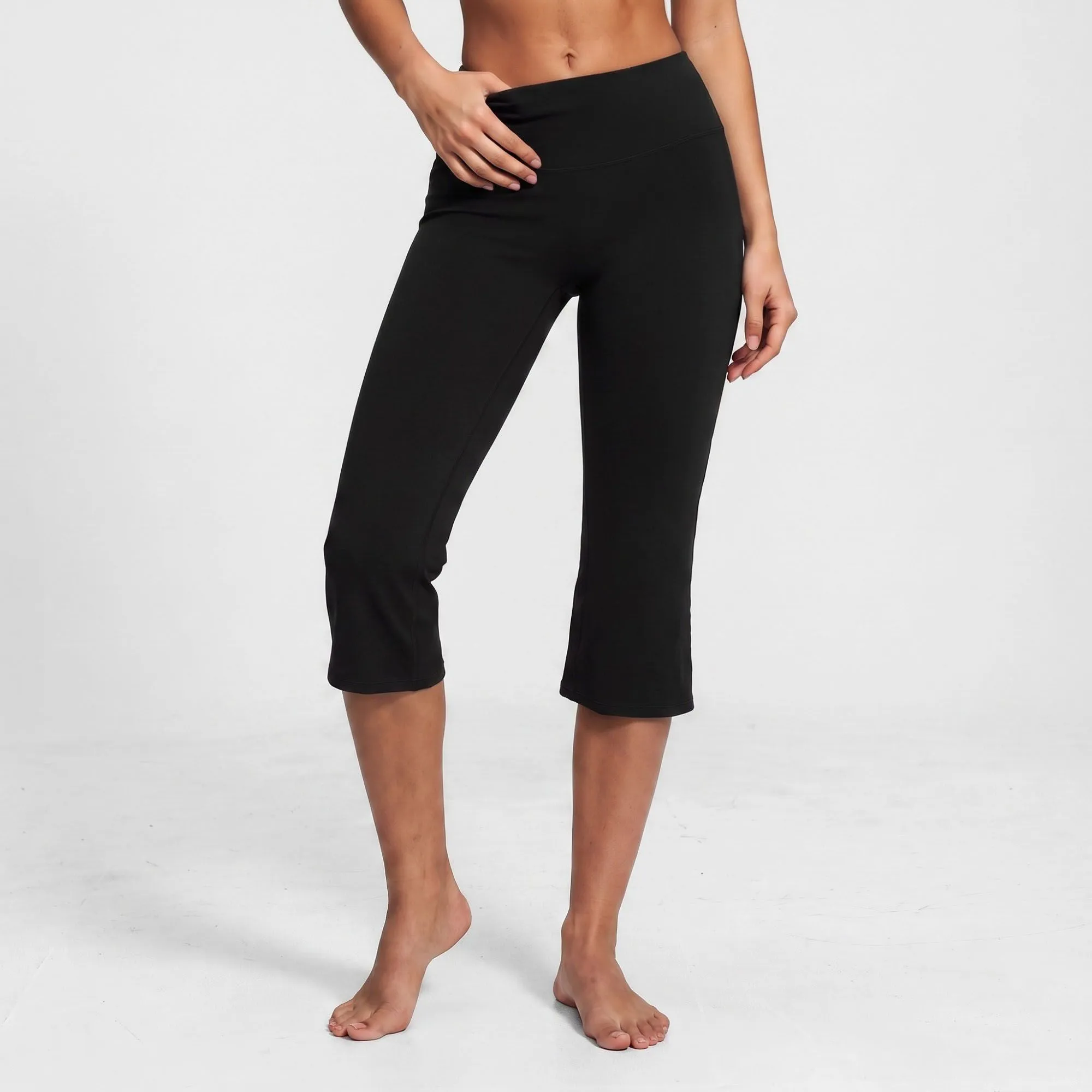 High Waist Cropped Flare Yoga Pants Fitted Capri Workout Leggings for Dance and Athleisure sold by Anna-Kaci