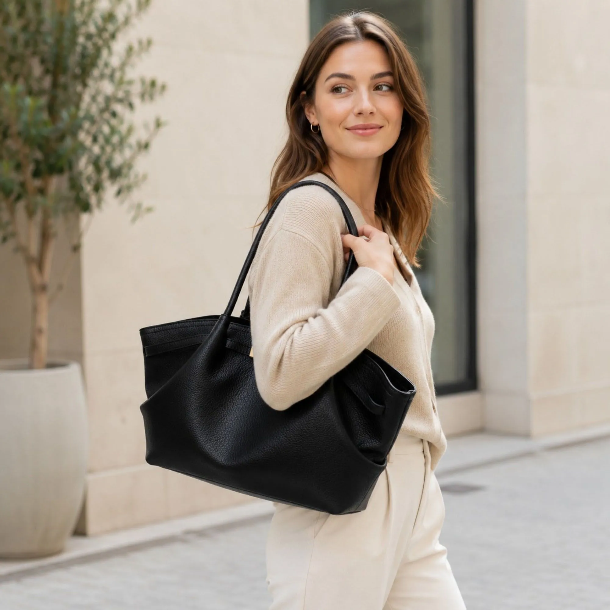 Large Capacity Pleated Shoulder Tote Bag sold by Anna-Kaci product image thumbnail 2