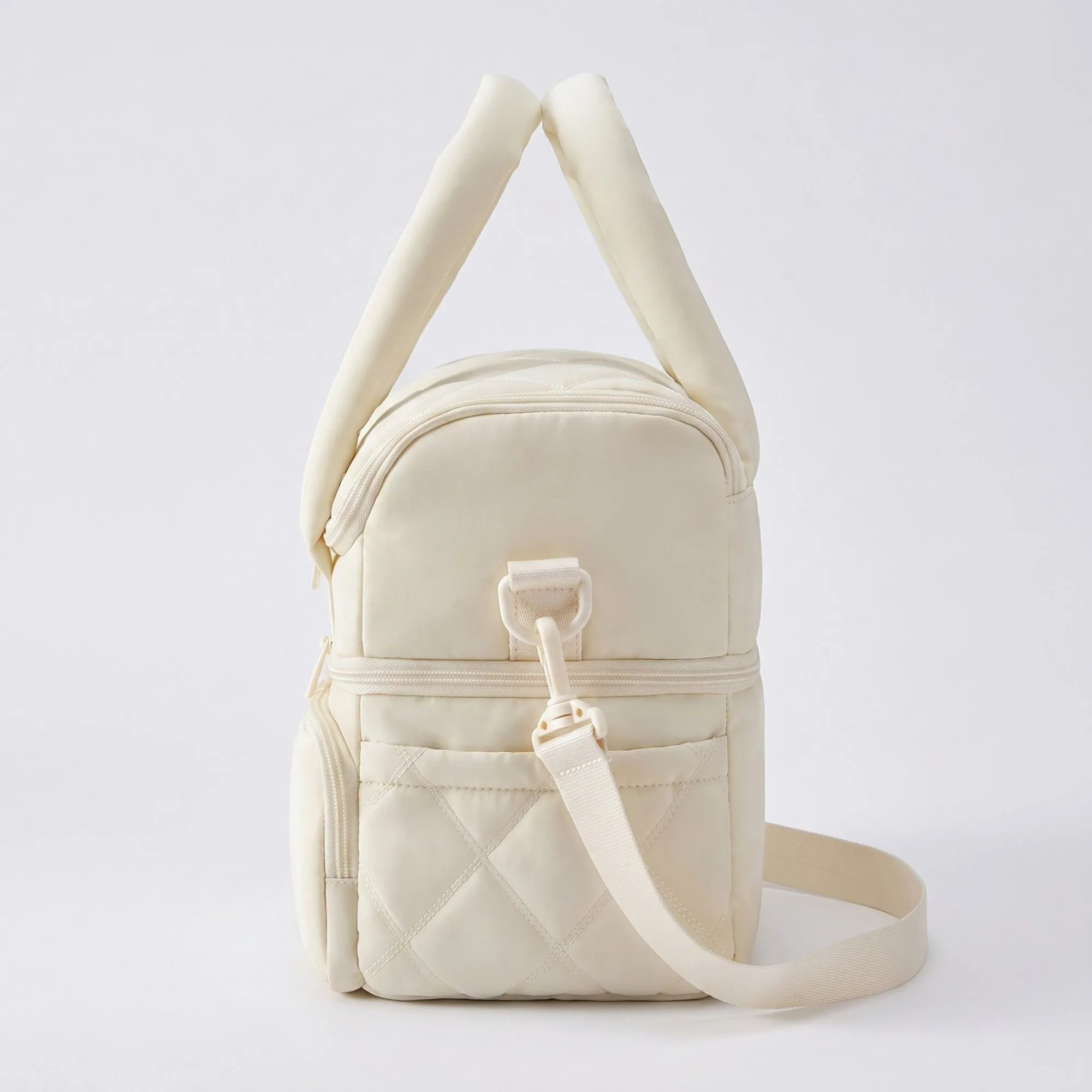 Quilted Multi-Compartment Lunch Tote Bag with Padded Top Handles and Detachable Shoulder Strap 10x10x7.1in sold by Anna-Kaci product image thumbnail 4