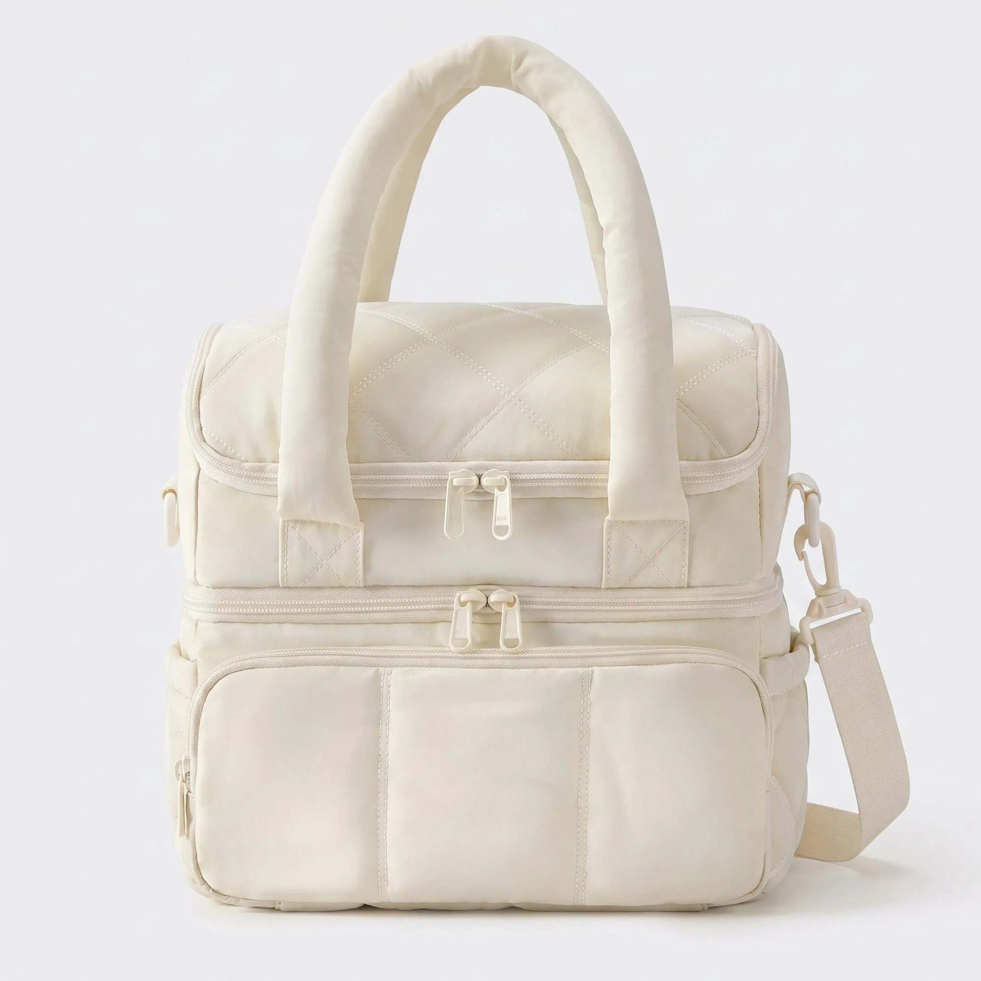 Quilted Multi-Compartment Lunch Tote Bag with Padded Top Handles and Detachable Shoulder Strap 10x10x7.1in sold by Anna-Kaci product image thumbnail 2