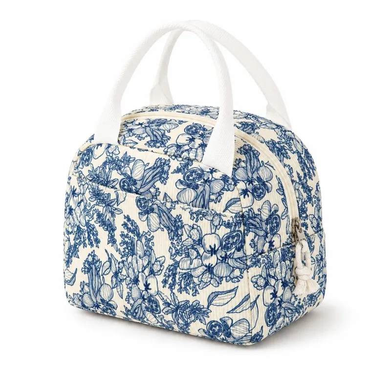Printed Insulated Lunch Tote Bag with Double Handles and Zip Closure made by Anna-Kaci