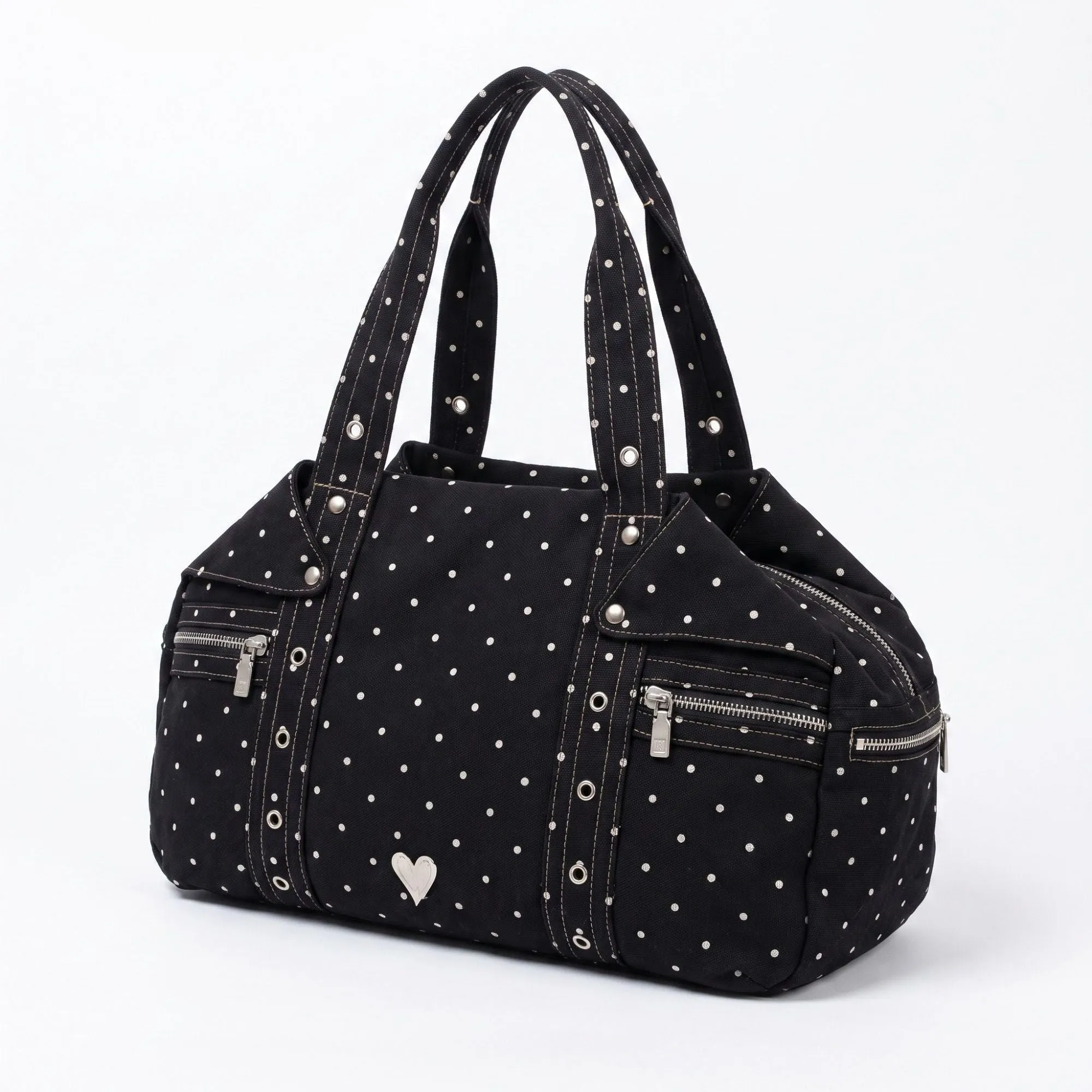 Polka Dot Multi-Pocket Shoulder Bag with Zip Closure sold by Anna-Kaci product image thumbnail 4