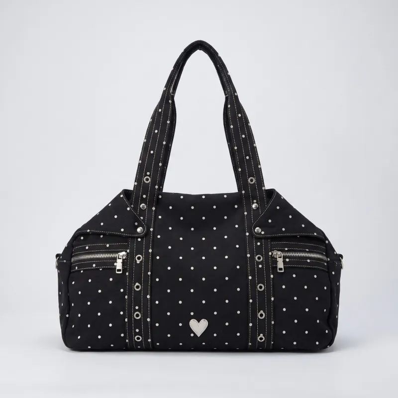 Polka Dot Multi-Pocket Shoulder Bag with Zip Closure made by Anna-Kaci