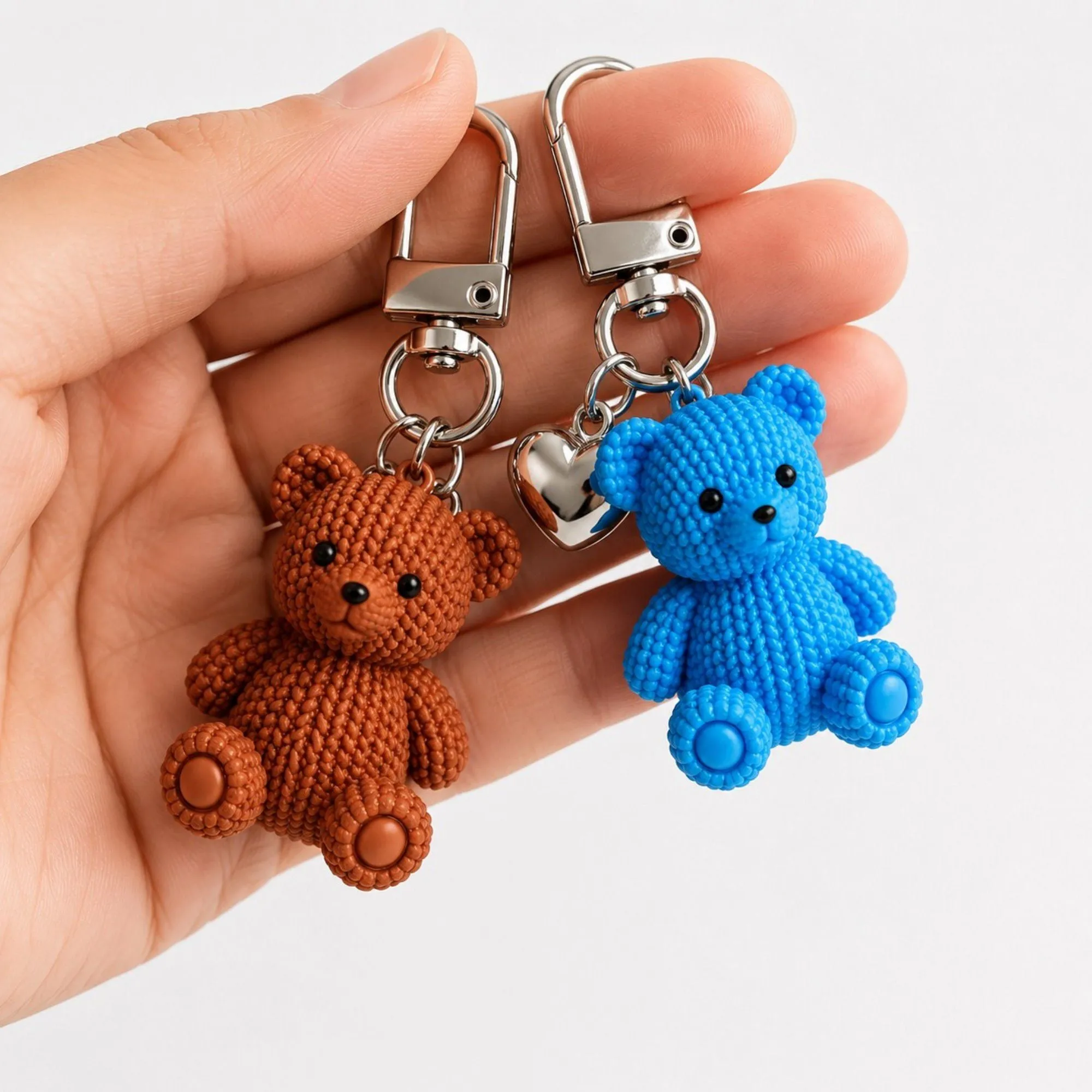 5pc Teddy Bear Keychain Bag Charms with Heart Pendant Clip for Bags Backpacks and Keys sold by Anna-Kaci product image thumbnail 4