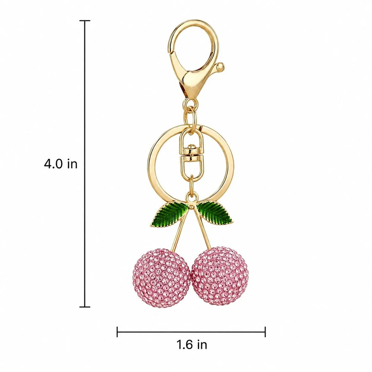 Rhinestone Cherry Bag Charm Keychain with Gold-Tone Lobster Clasp sold by Anna-Kaci product image thumbnail 5