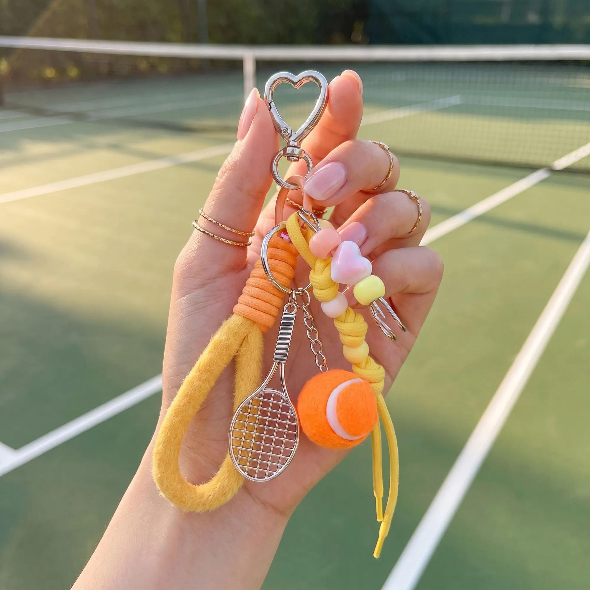 2-Piece Womens Sports Themed Bag Charm with Hanging Clip and Tennis Accessory sold by Anna-Kaci product image thumbnail 2